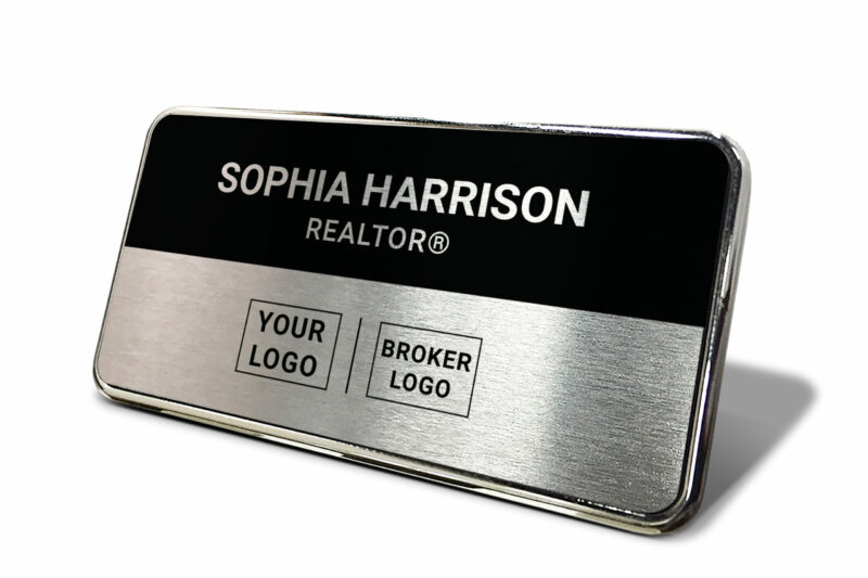1.5x3 Black/Silver Name tag (Centered) - Generic Store