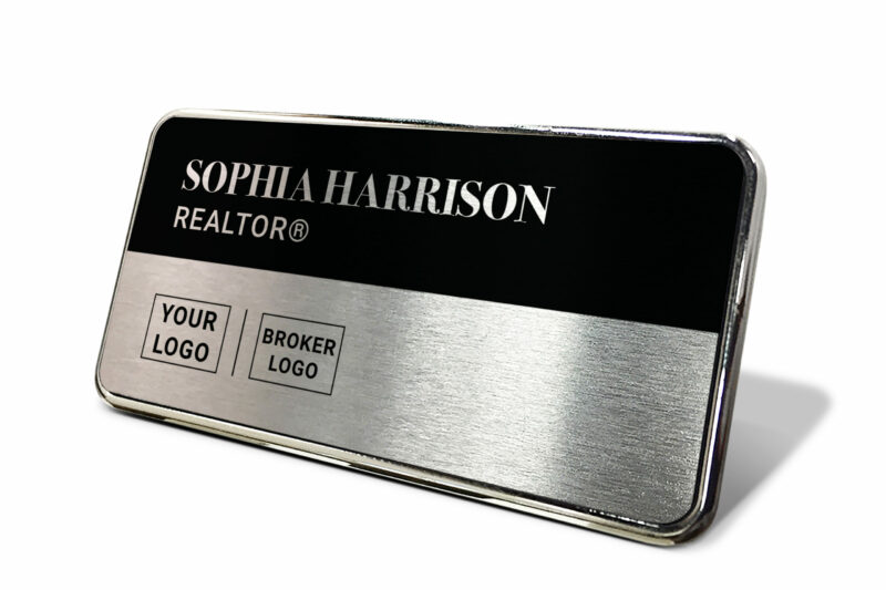 1.5x3 Black/Silver Name tag (Left) - Generic Store