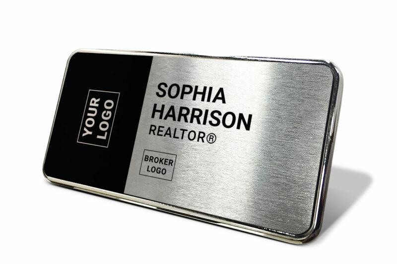 1.5x3 Black/Silver Block Name tag - Generic Store